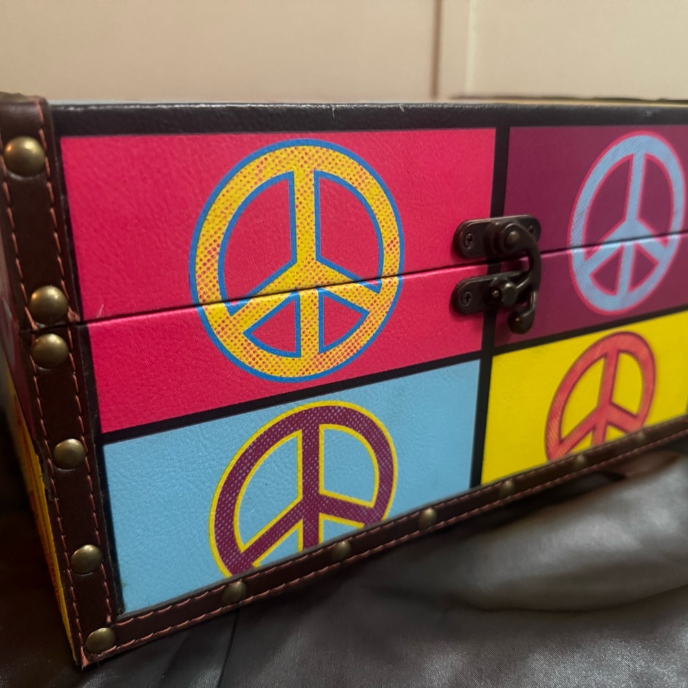 Colorful Peace Sign Storage Box - Picture 2 of 10
